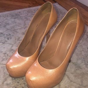 YSL Pink/Nude Leather Tribtoo Pumps 37.5